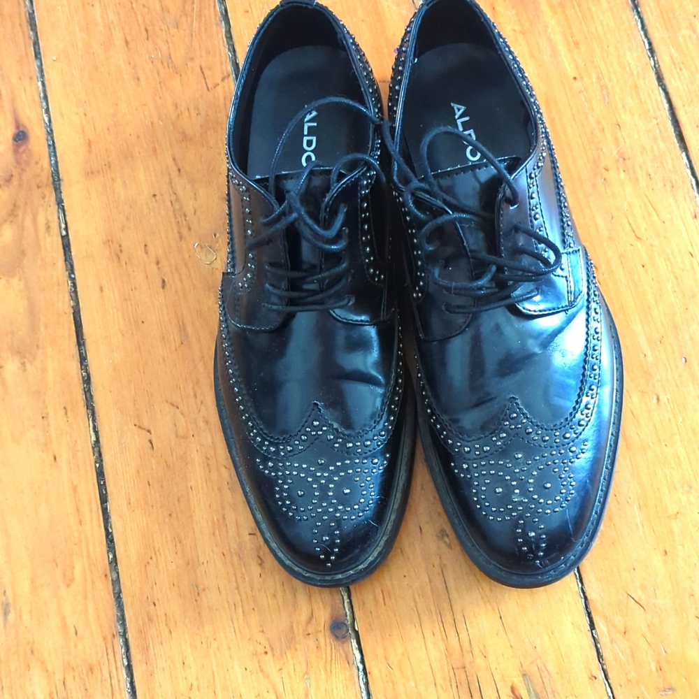 ALDO Studded Black Patent Oxfords
